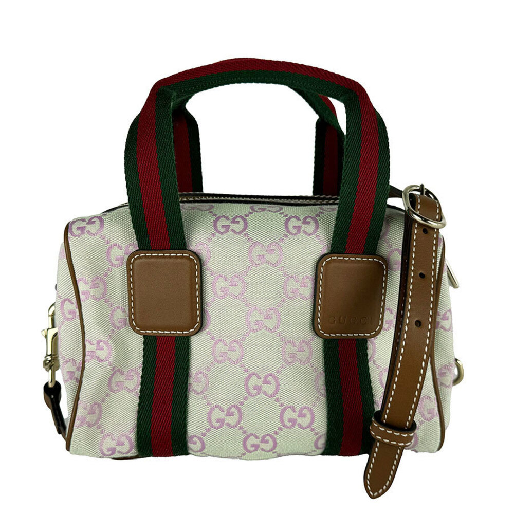 Gucci handbag/shoulder bag, Sherry line, canvas and leather, green, pink, bro...